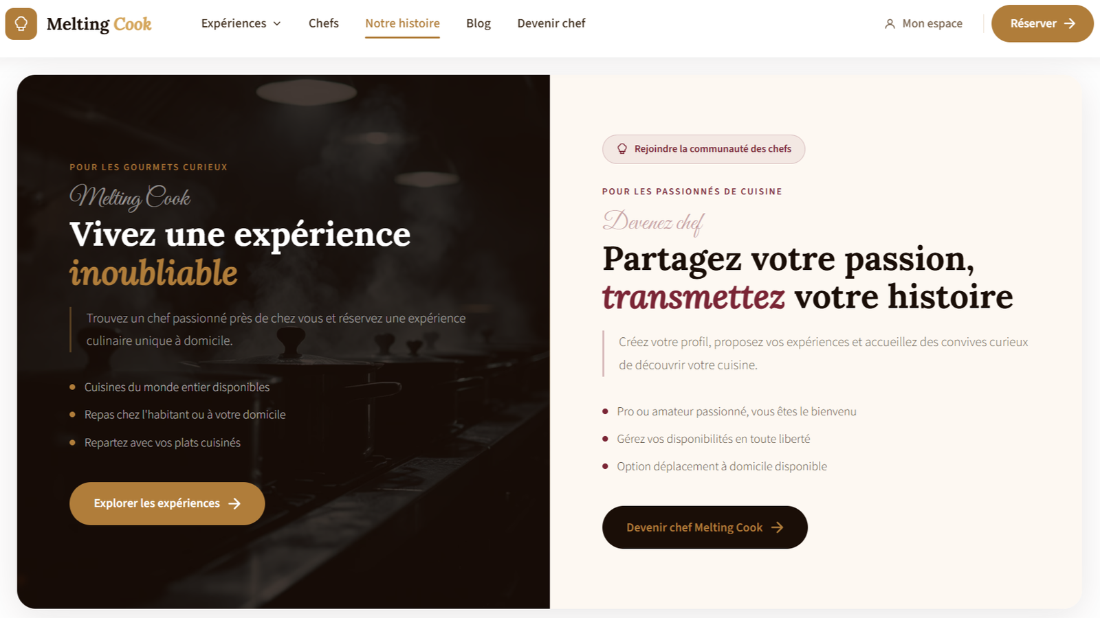 Plateforme de mise en relation sur-mesure développée sous Webflow par DevByStack, avec double parcours hôte et participant